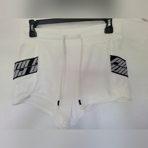 Puma Women Athletic Shorts High Rise Pull On Stretch White & Black Logo, Small